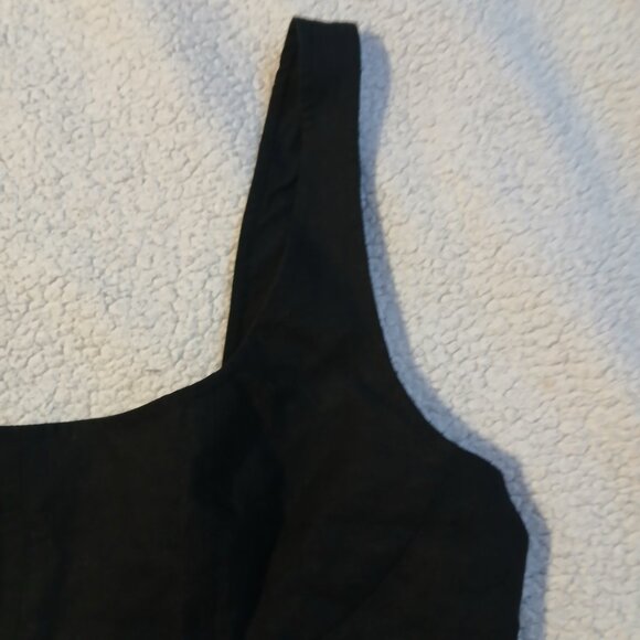 Banana Republic Factory Women's Linen Blend Cropped Fitted Top Black SZ 16 - Picture 3 of 6